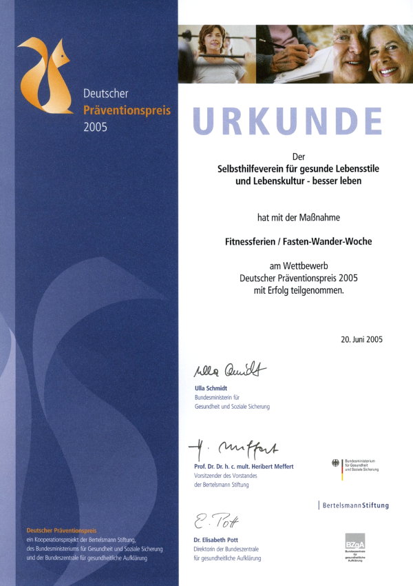 Urkunde Deutscher Präventionspreis 2005